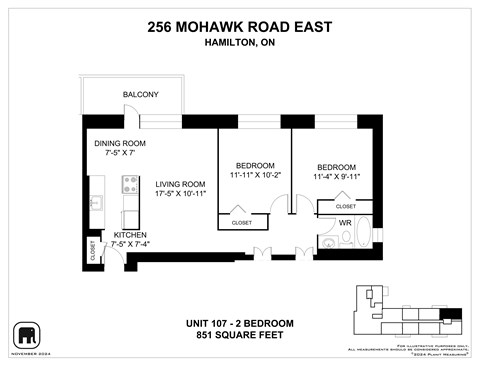 Floor plan for 2 beds, 1 bath, 895 sqft